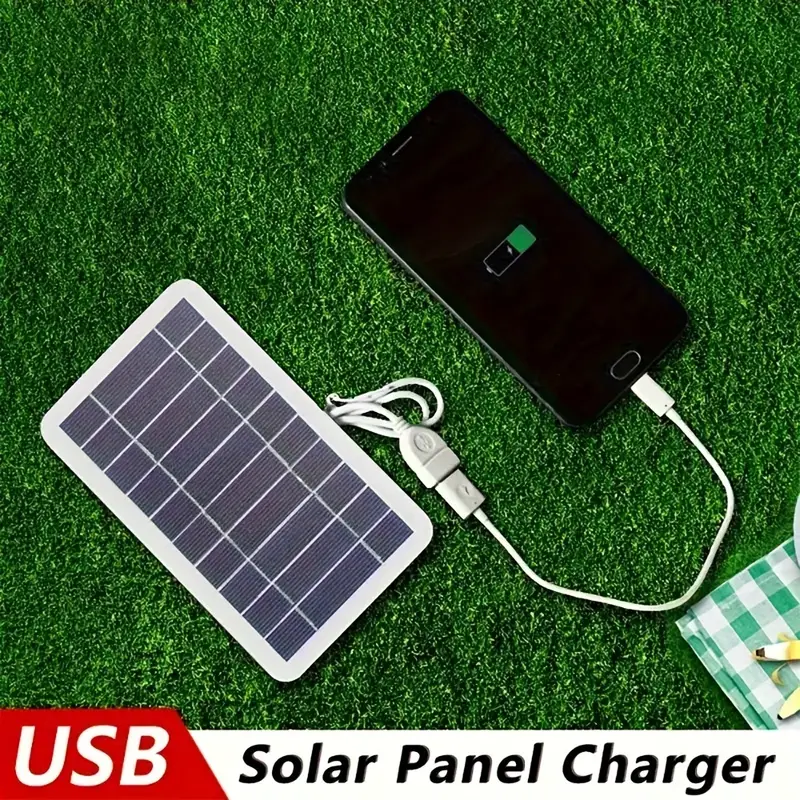 1pc Solar Portable Charging Panel Outdoor Waterproof Solar USB C