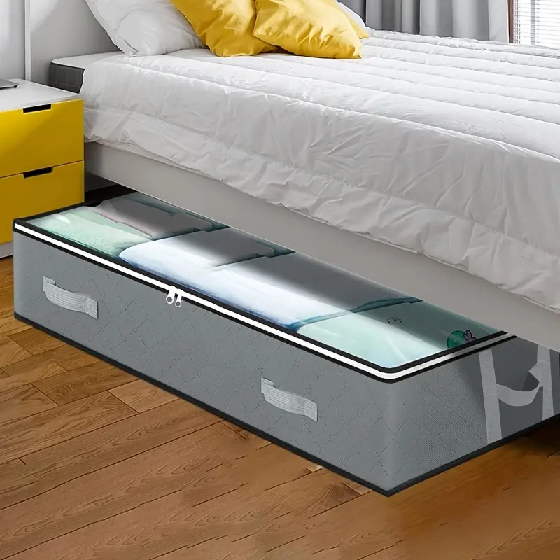1pc Dustproof Under Bed Storage Box with Reinforced Handles for