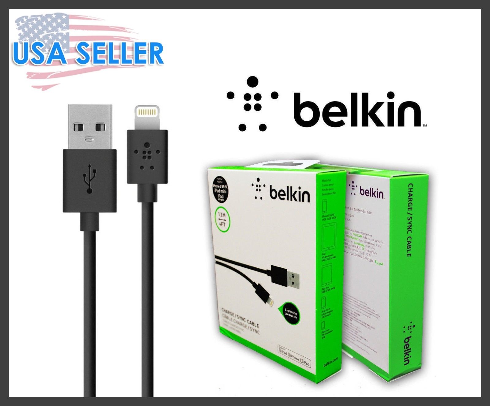 Belkin OEM iPhone6/5/5S Lightning USB Black Cable