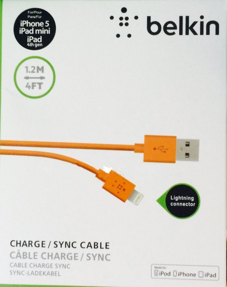 Belkin OEM iPhone6/5/5S Lightning USB Orange Cable