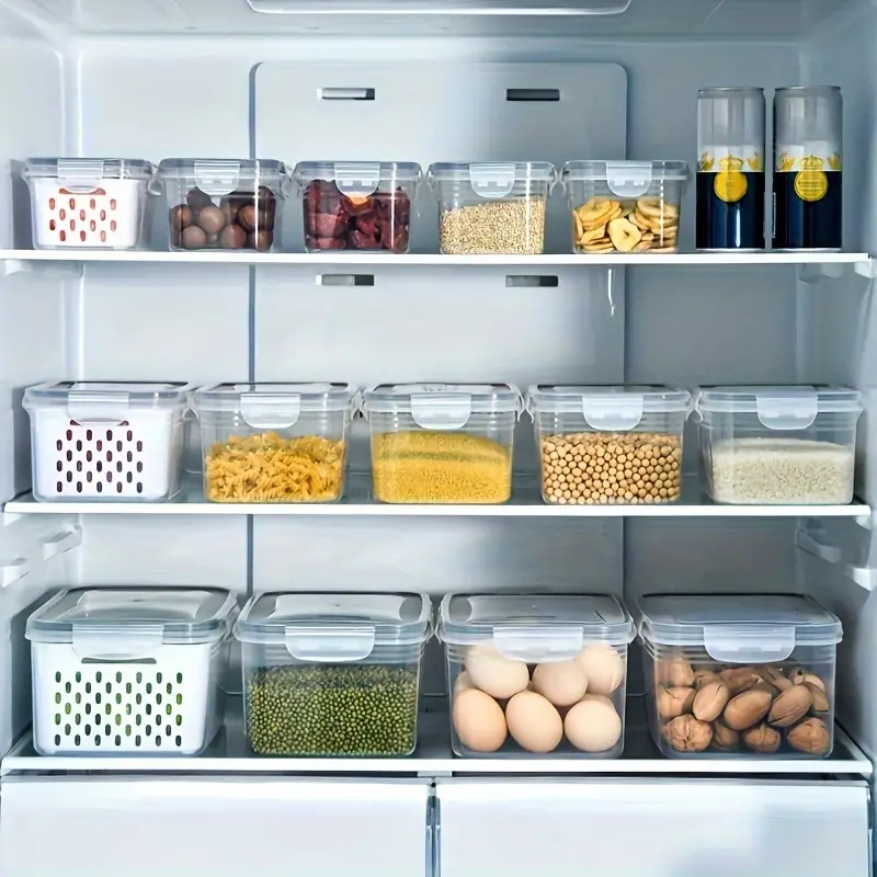 Refrigerator Storage Bins, Fridge Food Storage Container With Li