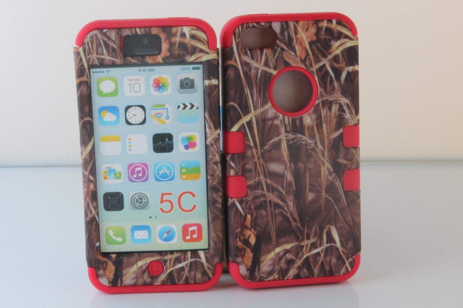 Defender Heavy Duty Dirtproof Red Case for iPhone 5C